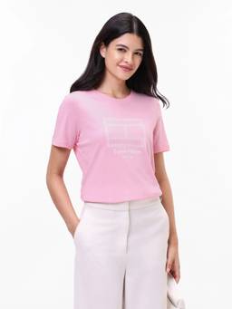 Tommy Hilfiger - Women Pink Printed Cotton T-Shirt