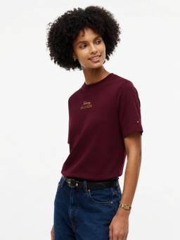 Tommy Hilfiger - Women Purple Solid/Plain Cotton T-Shirt