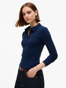 Tommy Hilfiger - Women Blue Solid/Plain Viscose Polo T-Shirt