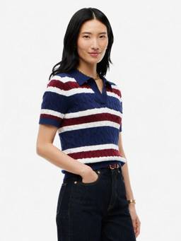 Tommy Hilfiger - Women Navy Blue Stripes Cotton Sweater