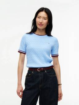 Tommy Hilfiger - Women Blue Patterned Cotton Sweater
