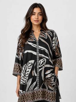 Poppi - Black Ebony Printed Kurta