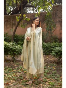 The Hemming Bird - Sage Green Block Printed Cotton Kurta with Pant