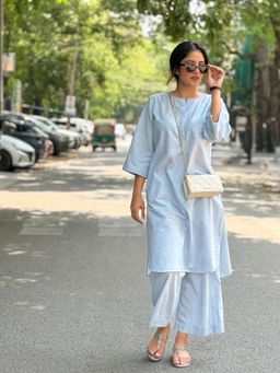 The Hemming Bird - The Ice Blue Kurta with Pant