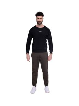 STRCH - Brown Solid Regular Fit Mid Rise Track Pant