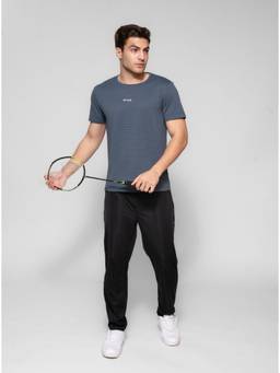 STRCH - Black Solid Regular Fit Track Pant
