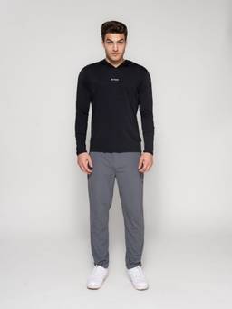 STRCH - Dark Grey Solid Regular Fit Mid Rise Track Pant