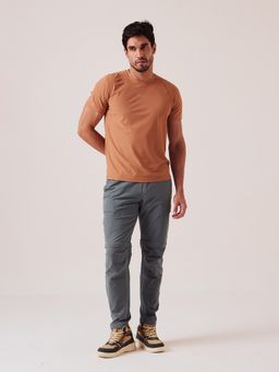 STRCH - Grey Solid Regular Fit Mid Rise Track Pant