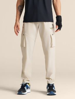 STRCH - Oat Milk Solid Regular Fit Mid Rise Track Pant