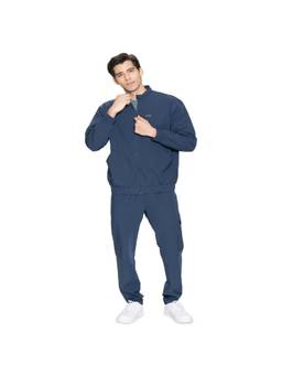 STRCH - Navy Blue Solid Regular Fit Mid Rise Track Pant