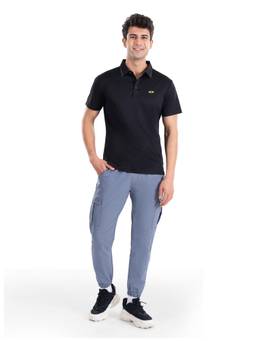 STRCH - Blue Printed Regular Fit Mid Rise Joggers