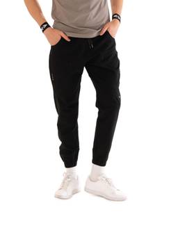 STRCH - Black Printed Regular Fit Mid Rise Joggers