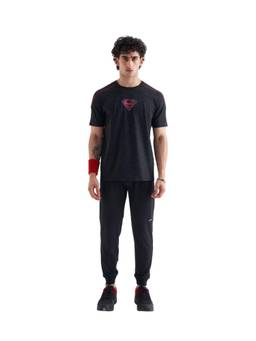 STRCH - Printed Black Mid Rise Regular Fit Joggers