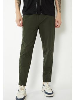 max - Men Olive Solid Athleisure Track Pant