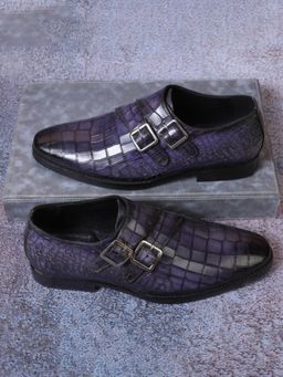 Mille Dollari - Men Purple Luxury Leather Monk Straps