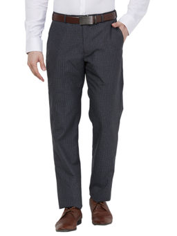 Park Avenue - Regular Fit Checkered Fancy Grey Trouser