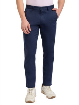 Parx - Tapered Fit Solid Dark Blue Trouser