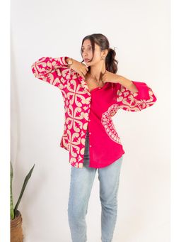 UNDYED - Fuschia Pink Handblock Print X Chikankari Shirt