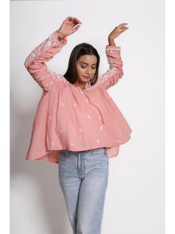 UNDYED - Peach Cotton Chikankari Shirt