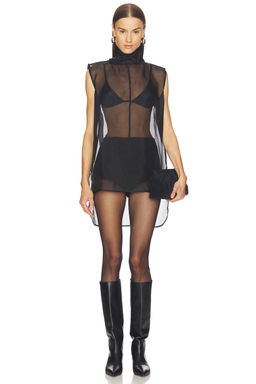 AEXAE - Silk Organza Roll Neck Top