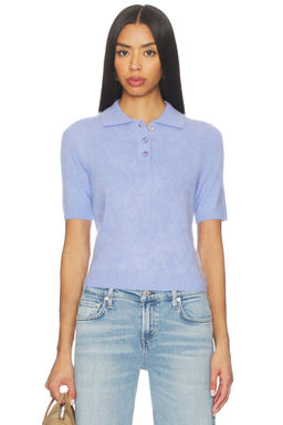 Autumn Cashmere - Solid Cropped Short Sleeve Polo