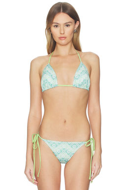 Casablanca - Wavy Monogram Triangle Bikini Top