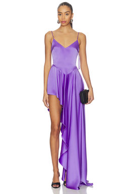 David Koma - Open Leg Asymmetric Satin Gown