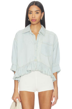 Free People - Bailey Denim Shirt In Light Tint Wash