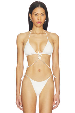 Leslie Amon - Pearl White Bikini Top