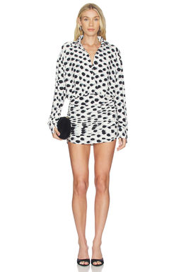 Norma Kamali - Boyfriend Shirt Shirred Skirt Dress