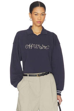 Off-White - Script Logo Polo Sweater in Dark Sapphire