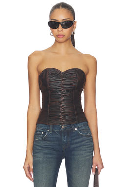 One Teaspoon - Leather Strapless Bustier Top