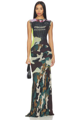 Ottolinger - Mesh Maxi Gown in Morph Camo