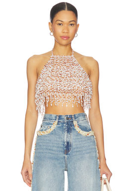 Patbo - Pearl Dust Embroidery Halterneck Top