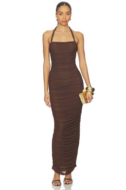 SNDYS - Gianna Ruched Halterneck Maxi Dress