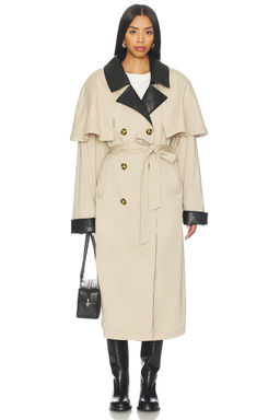 Weworewhat - Vegan Leather Trim Trench Coat