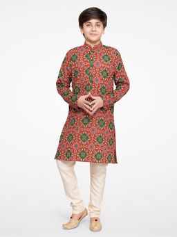 Jeetethnics - Boys Red Kurta Pyjama (Set of 2)