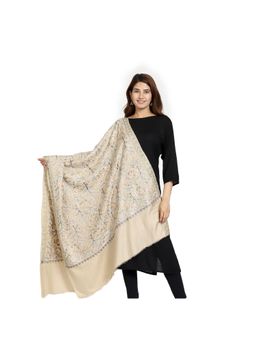 SWI STYLISH - Womens Beige Kashmiri Aari Embroidered Wool Shawl