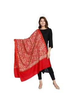 SWI STYLISH - Womens Maroon Kashmiri Aari Embroidered Wool Shawl