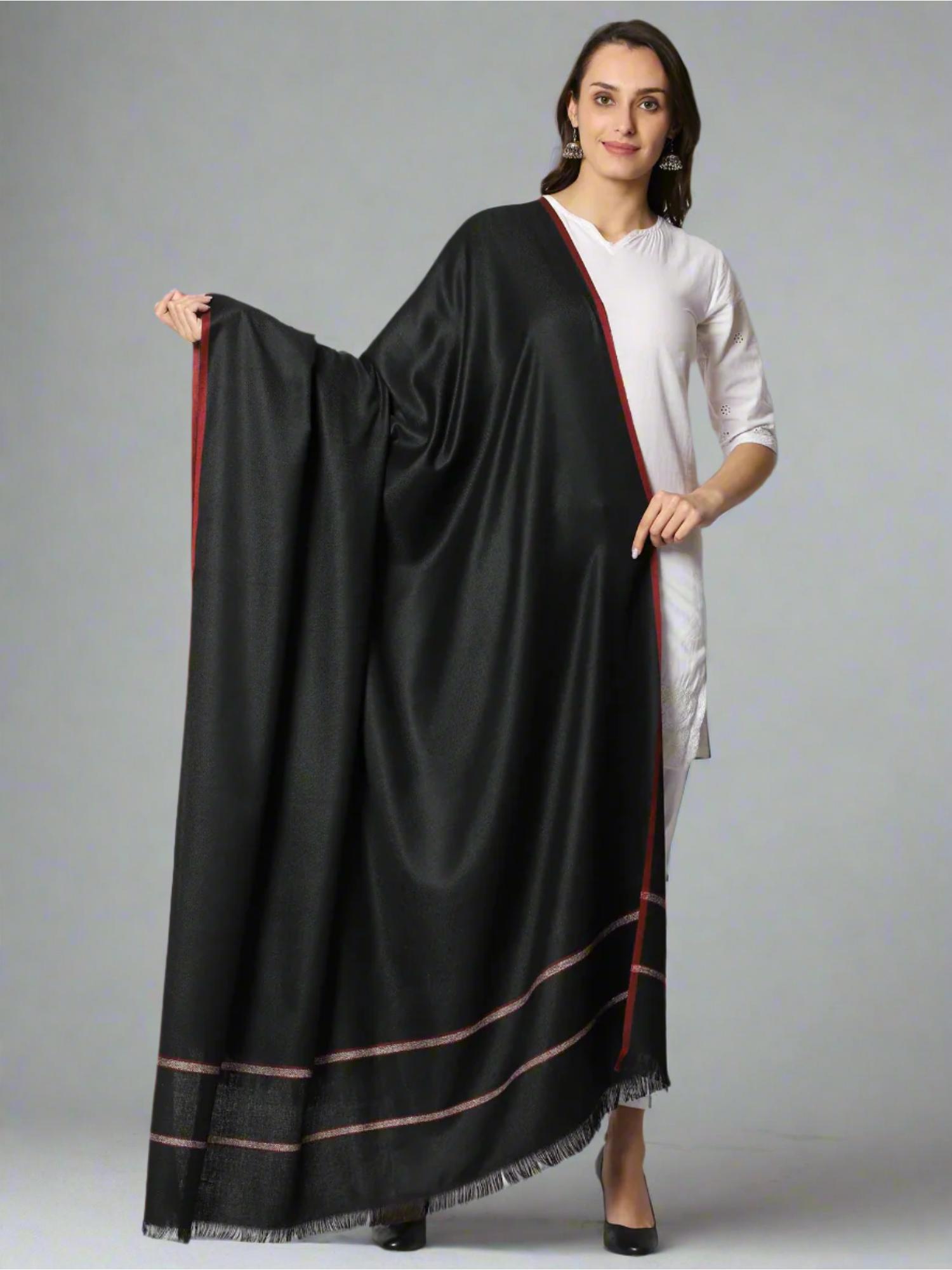 swi stylish Womens Black Woven Wool Shawl-picture-23