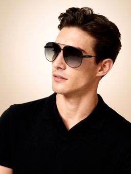 IDEE - Grey Gradient Fm Lens Square Sunglass Full Rim Shiny Black Frame (60)