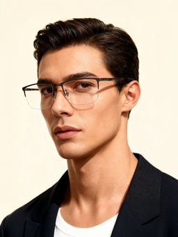 Police - Square VPL884K54568FR Grey Large Eyeglass Frames