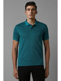 Louis Philippe - Men Green Print Polo Neck T-Shirt