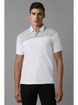 Louis Philippe - Men White Colorblock Polo Neck T-Shirt