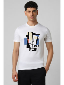 Van Heusen - Men White Print Crew Neck T-Shirt