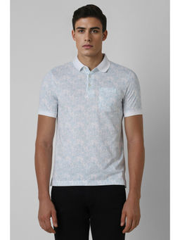Van Heusen - Men White Print Polo Neck T-Shirt