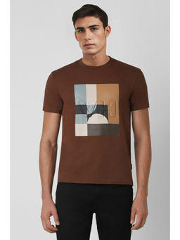 Van Heusen - Men Brown Graphic Print Crew Neck T-Shirt