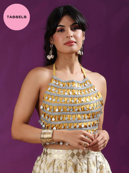 Gajra Gang - A Tasseled Affair Gold Coin Lace Corset Top GGTOP15
