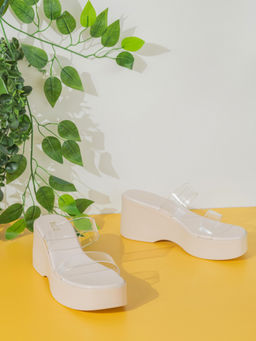 Inc.5 - Women Cream Party Wear Platform Heels