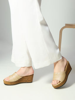 Inc.5 - Women Beige Party Wear Solid Wedges